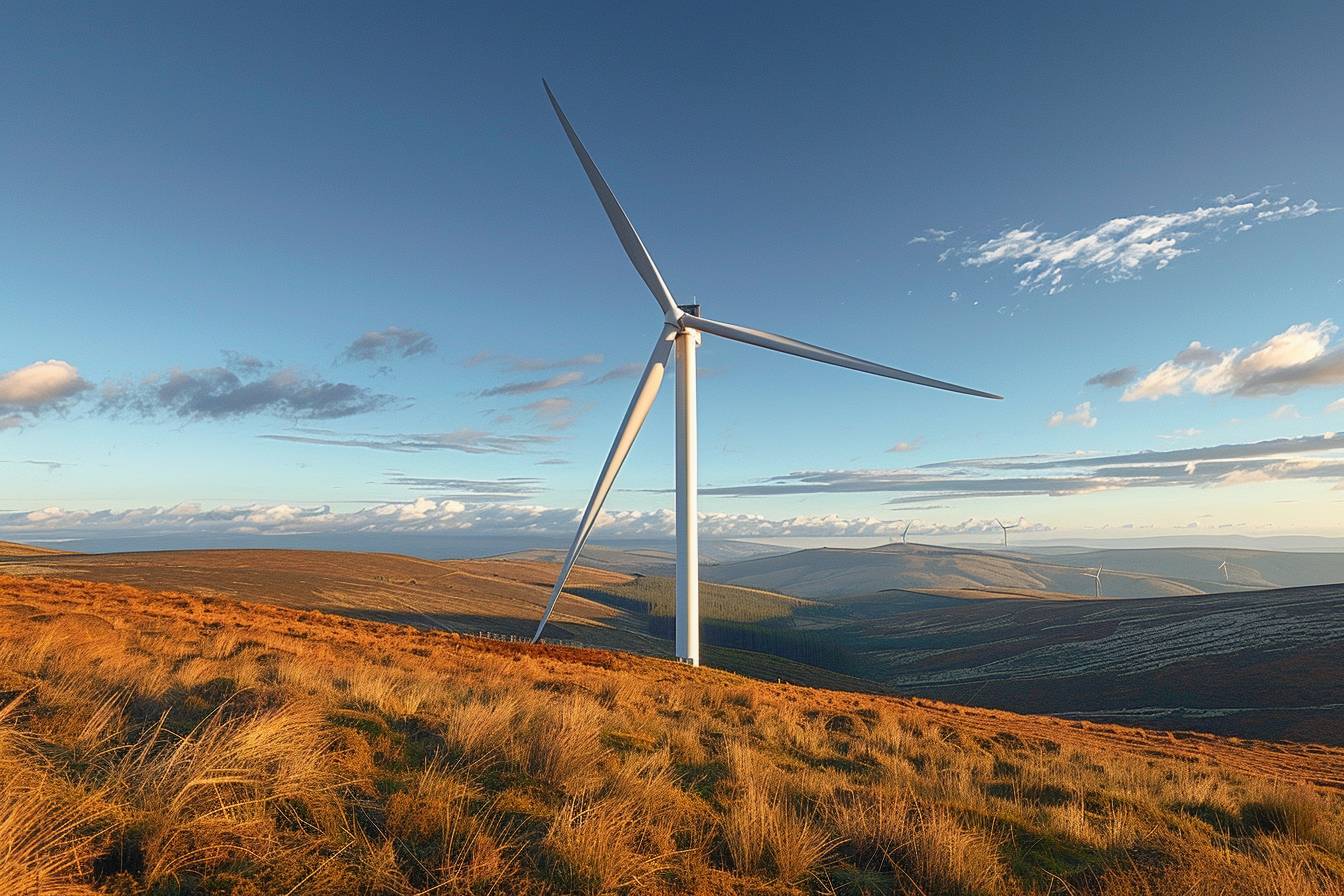 Éolienne convertissant le vent en électricité  
Processus de transformation du vent en énergie électrique